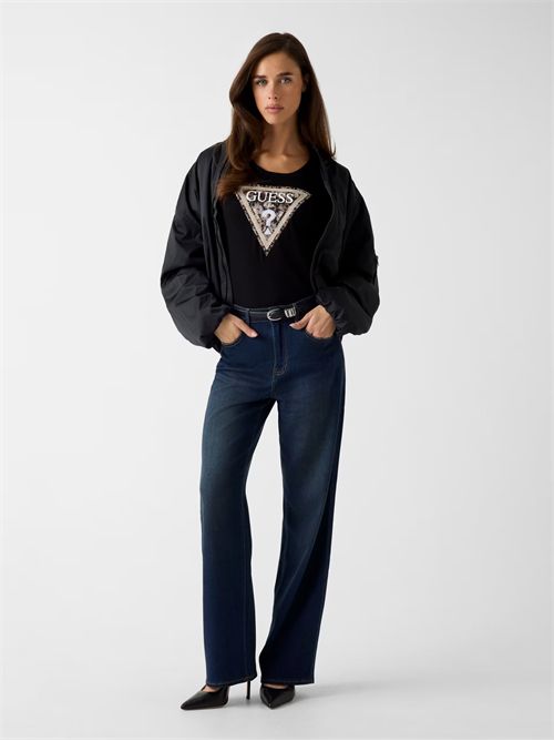 T-shirt con logo triangolare GUESS | W6RI32J1314/JBLK